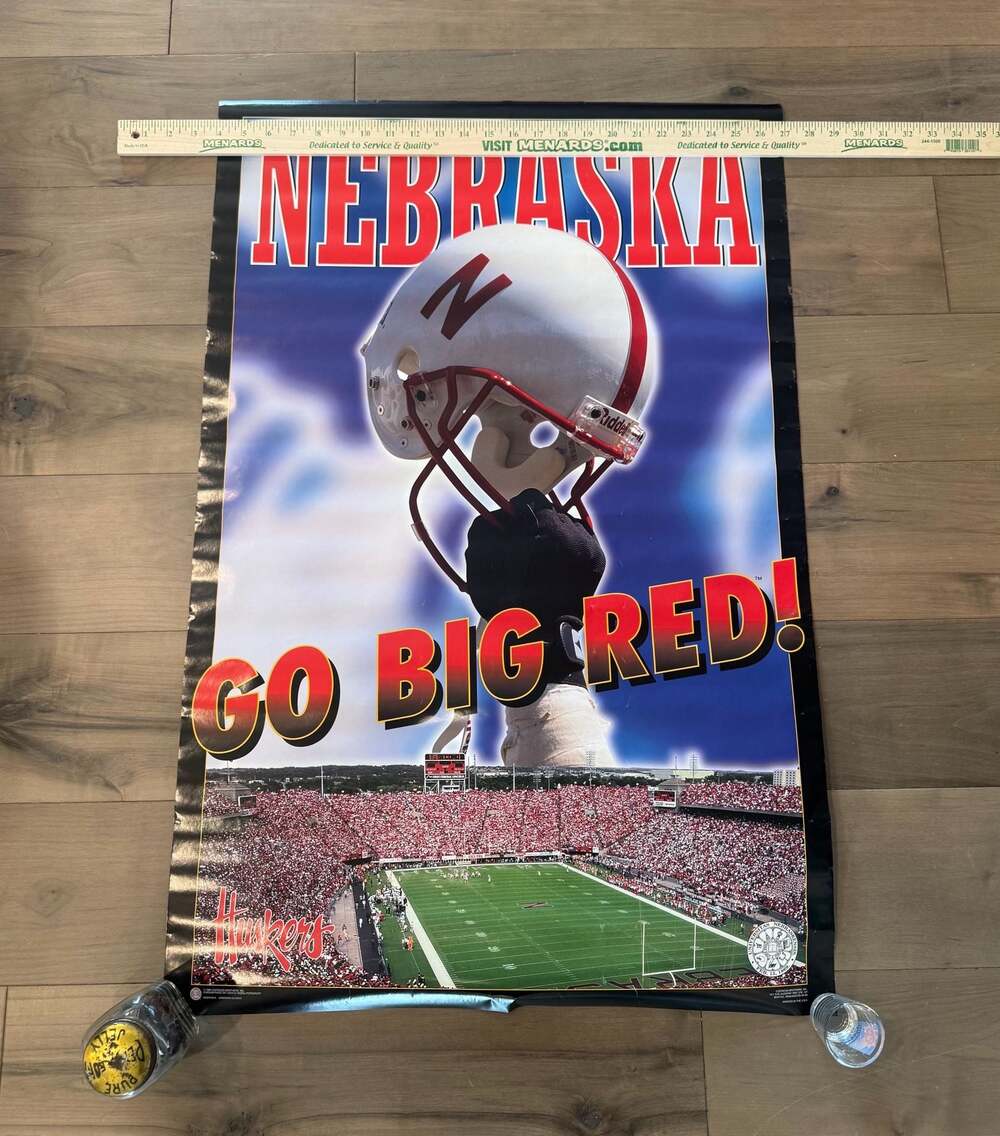 1996 Costacos Brothers Nebraska Cornhuskers 'Go Big Red!' Vintage Poster
